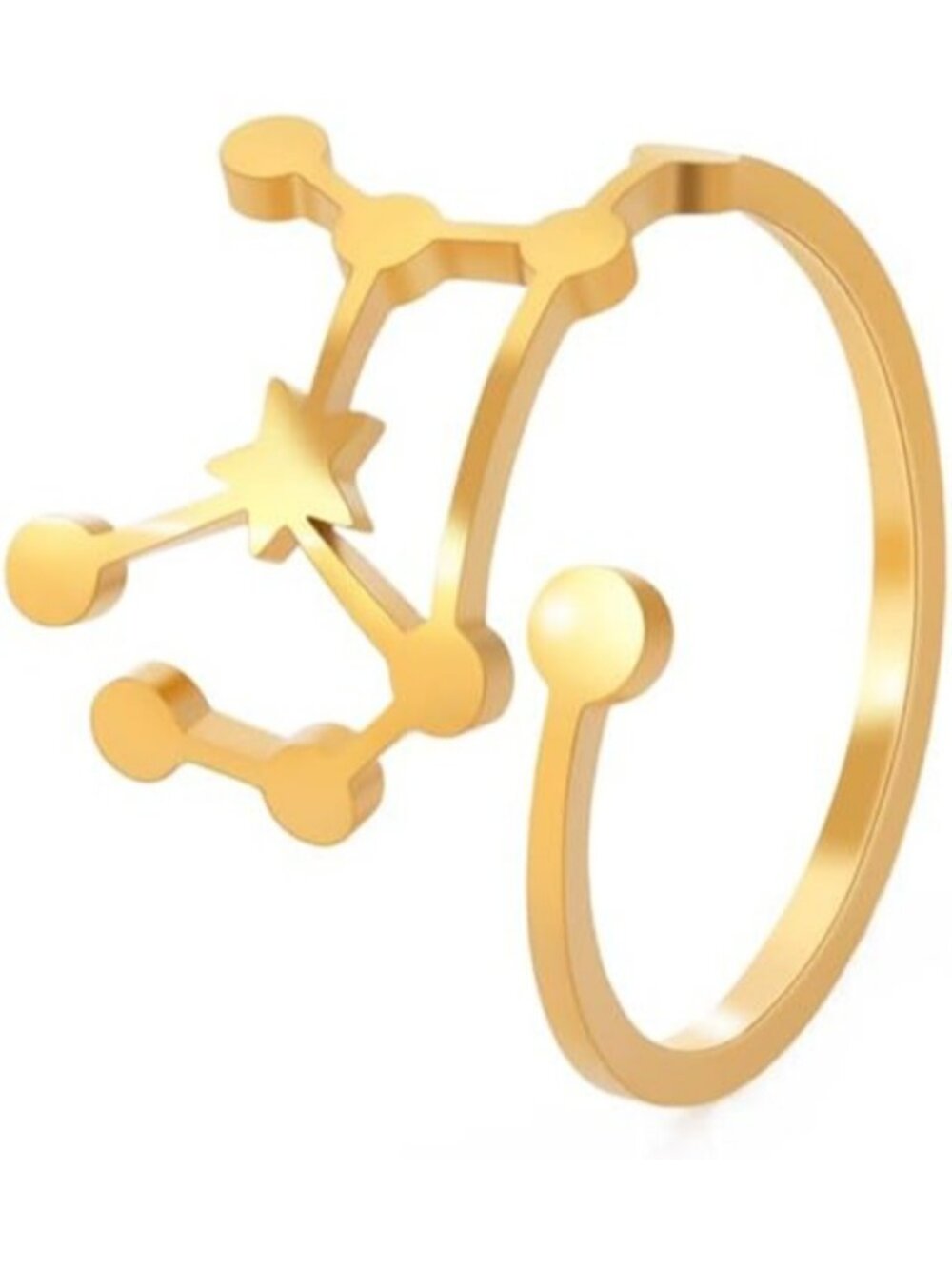 Virgo Gold Adjustable Zodiac Sign Constellation Stainless Steel Ring